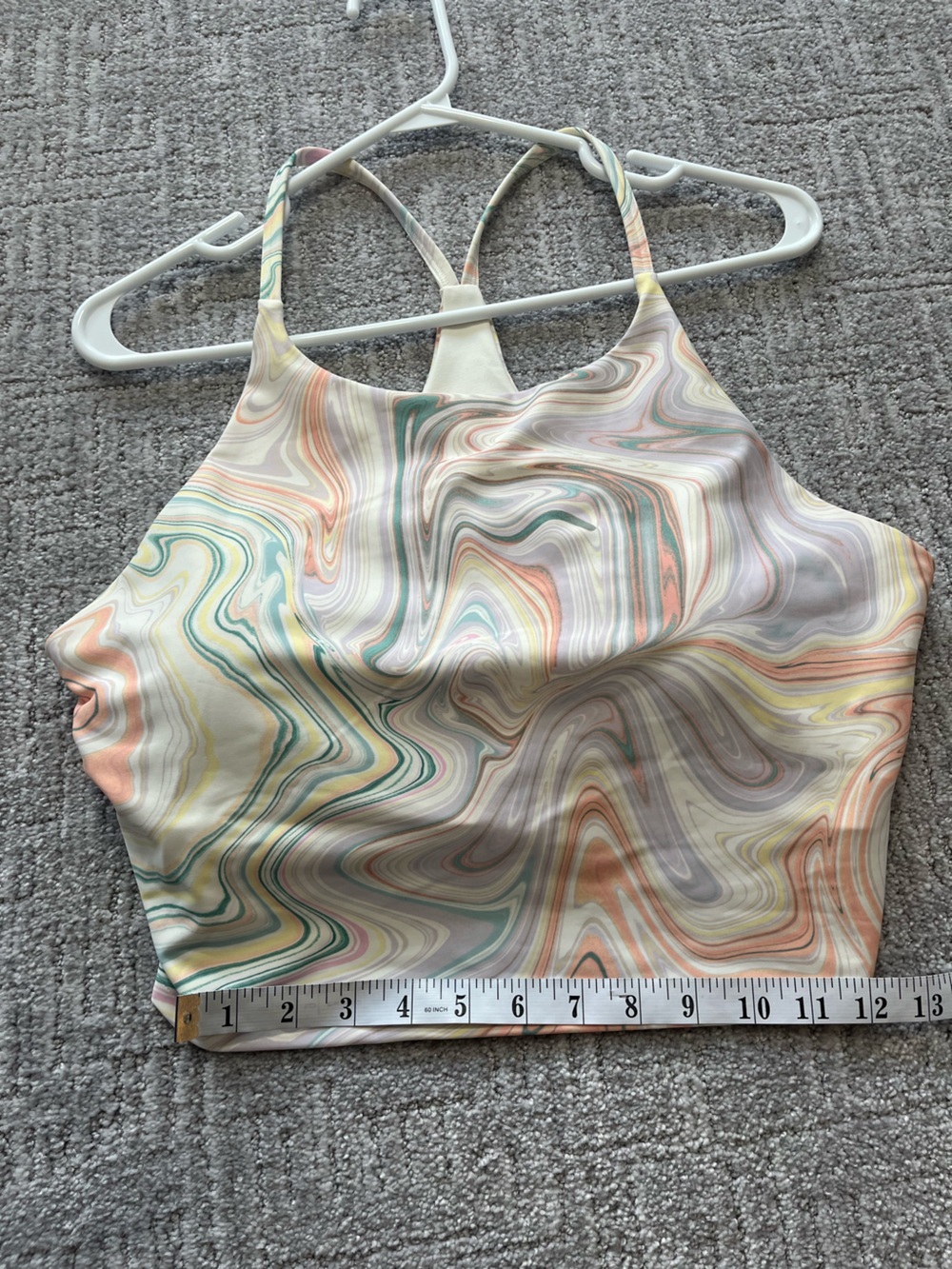 Old Navy PowerSoft Marble Print Racerback Tank – Pastel Workout Top (XL) - Picture 6 of 8